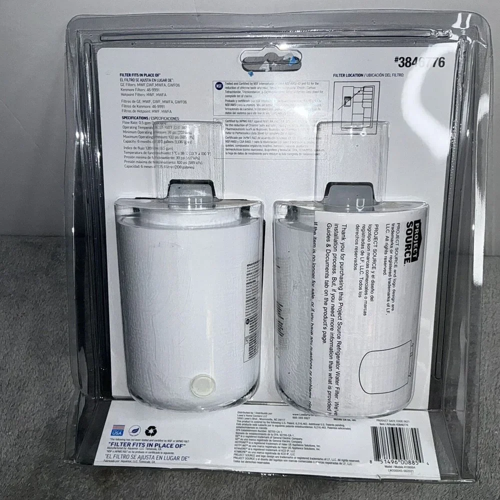 Project Source Refrigerator Water Filter #3846776 G-1-2 fits GE MWF - 2-Pack NEW